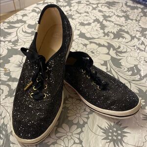 Kate Spade Keds Black Glitter Sneakers